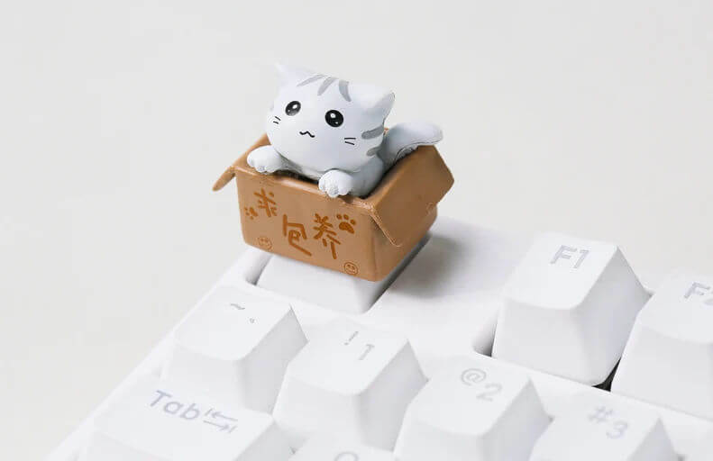 Cute cat-in-a-box SA keycap